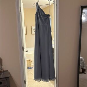 Elegant One-Shoulder Light Blue Dress